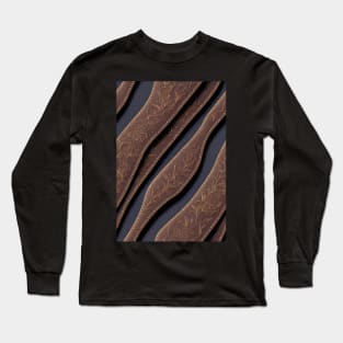 Dark Brown Ornamental Leather Stripes, natural and ecological leather print #64 Long Sleeve T-Shirt